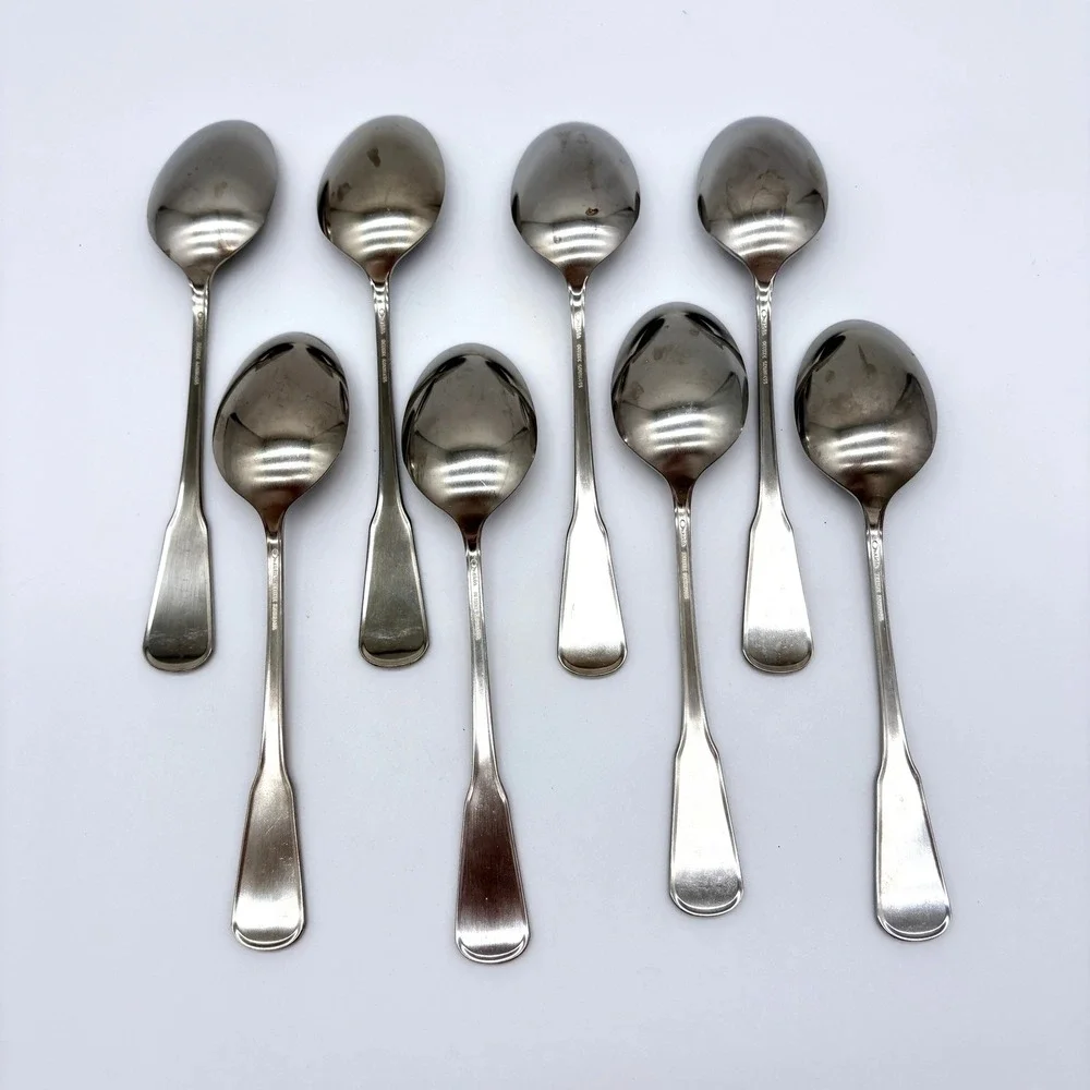 Oneida Deluxe Independence Stainless Steel Oval Soup Spoons Set of 8 Flatware